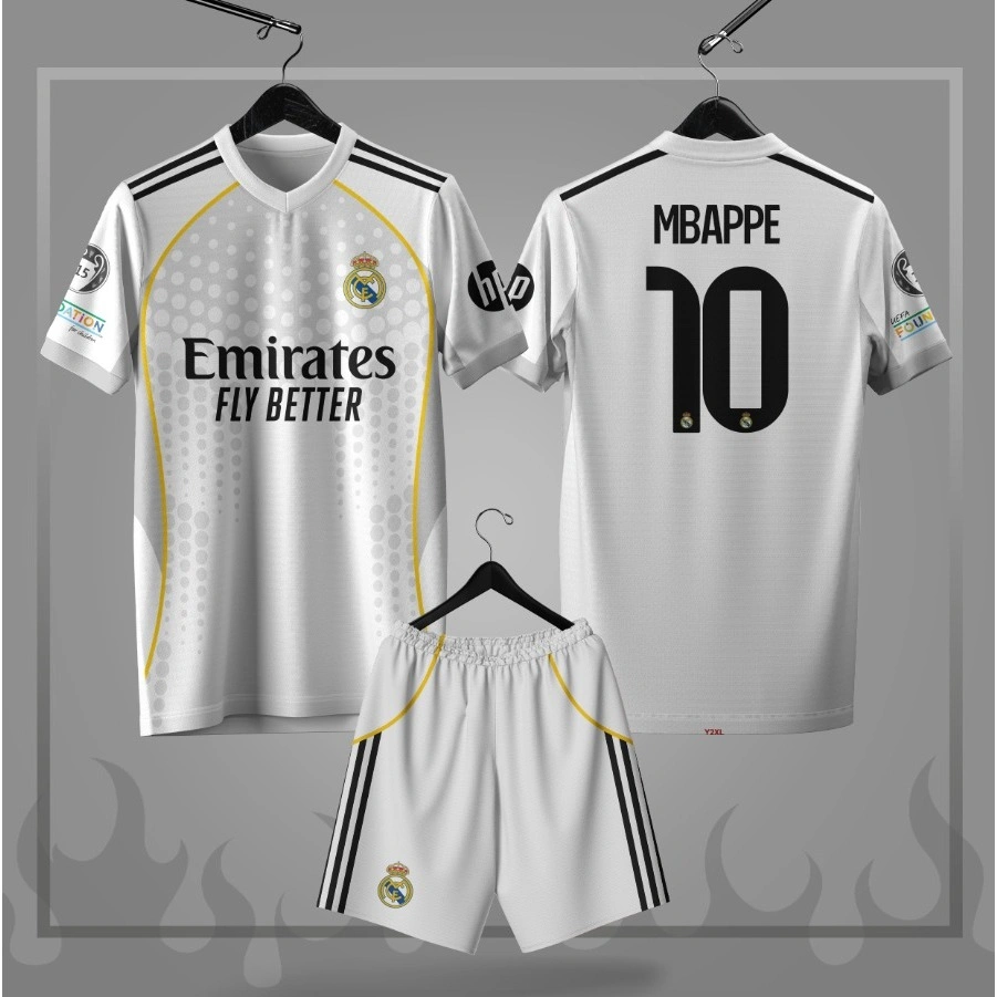 (free nama )Jersey anak Real Madrid 2025/2026 Home Away Mbapee Mantap Desain full printing jersey bola anak jersey anak baju olahraga anak bajua anak kekinian baju anak murah