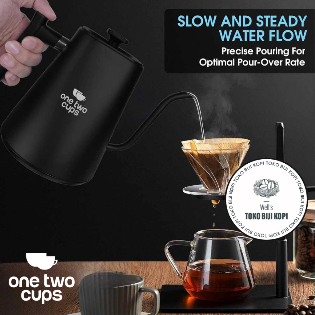 Teko Listrik Kopi Pemanas Air Leher Angsa Gooseneck Pour Over 1200W 1L Warna Hitam / Putih KT10 PRO One Two Cups