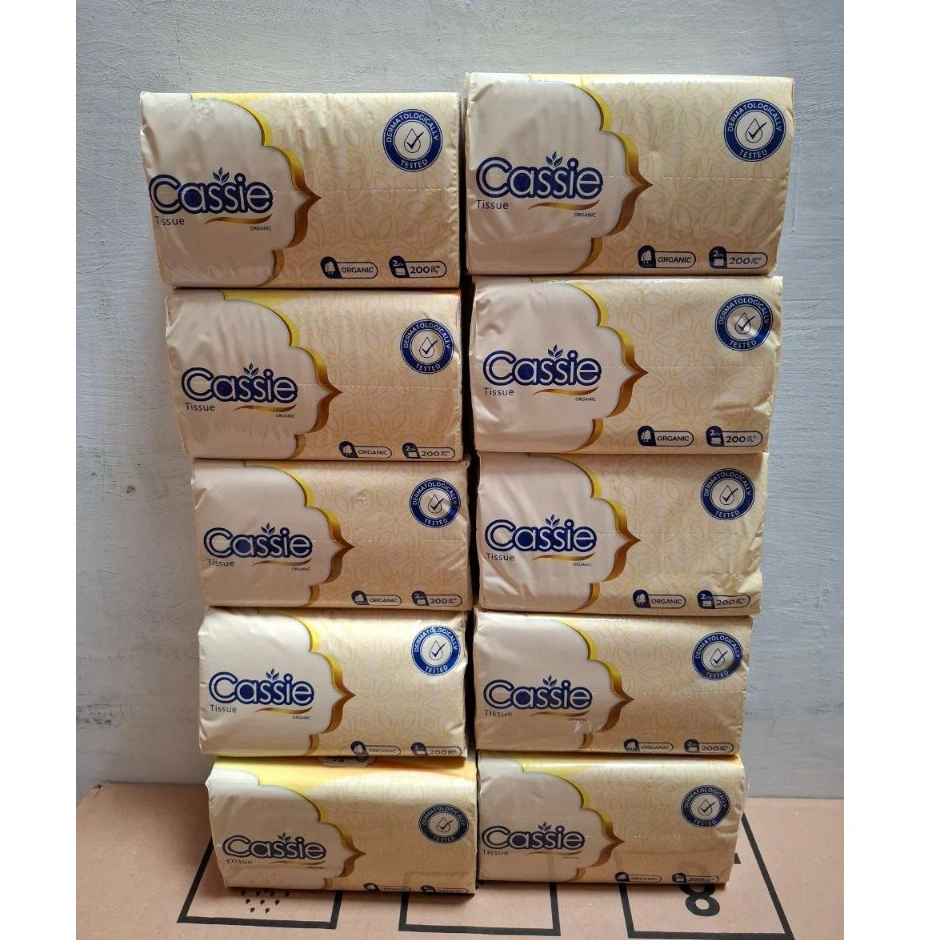 | 10 PACK | Tisu Tissue Cassie 200ply Brown Facial Soft ORGANIC 2ply Original Clean Cocok untuk Bayi Perhiasan