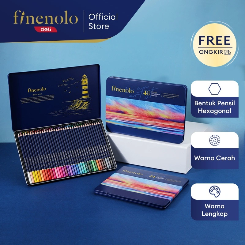 Finenolo Colored Pencil / Pensil Warna 24 36 48 72 Warna Lebih Panjang Teknologi Hybrid EC122