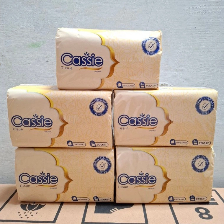| 5 PACK | Tisu Tissue Cassie 200ply Brown Facial Soft ORGANIC 2ply