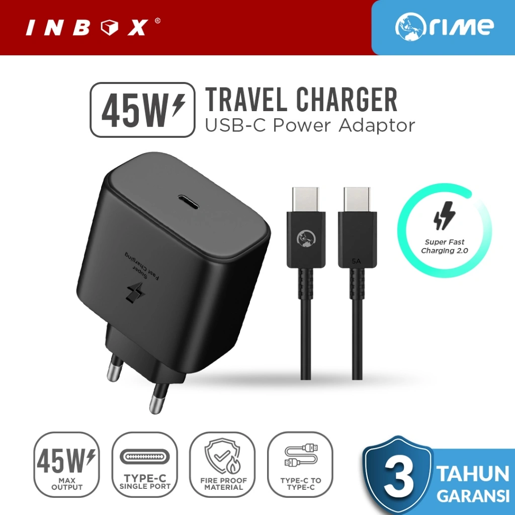 Orime Kepala Charger 45W Samsung Original Super Fast Charging USB C PD Adaptor Type C to Type C