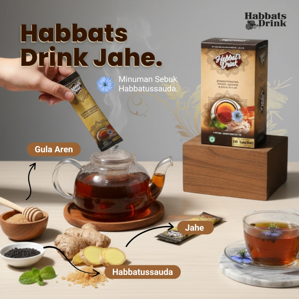 HABBATS DRINK JAHE Minuman Kesehatan Herbal Manjaga Stamina Dan Daya Tahan Tubuh isi 10 Sachet