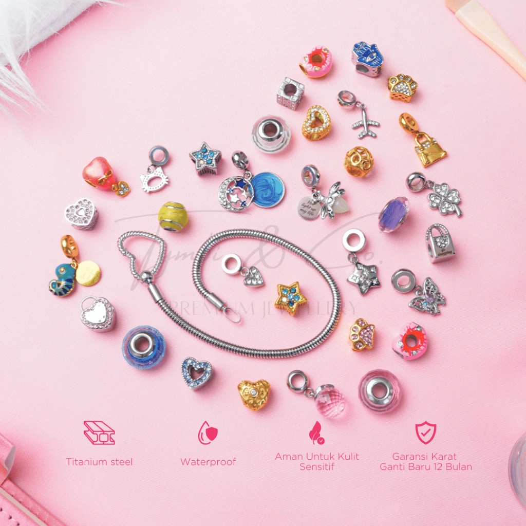 Tymbi&Co - Charms and Beads (SILVER) Collection | Charms Beads Titanium anti karat