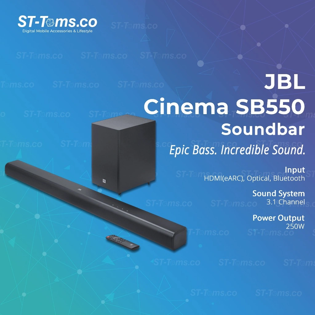 JBL Cinema SB 550 / SB550 3.1 Channel Soundbar with Wireless Subwoofer and Dolby Audio