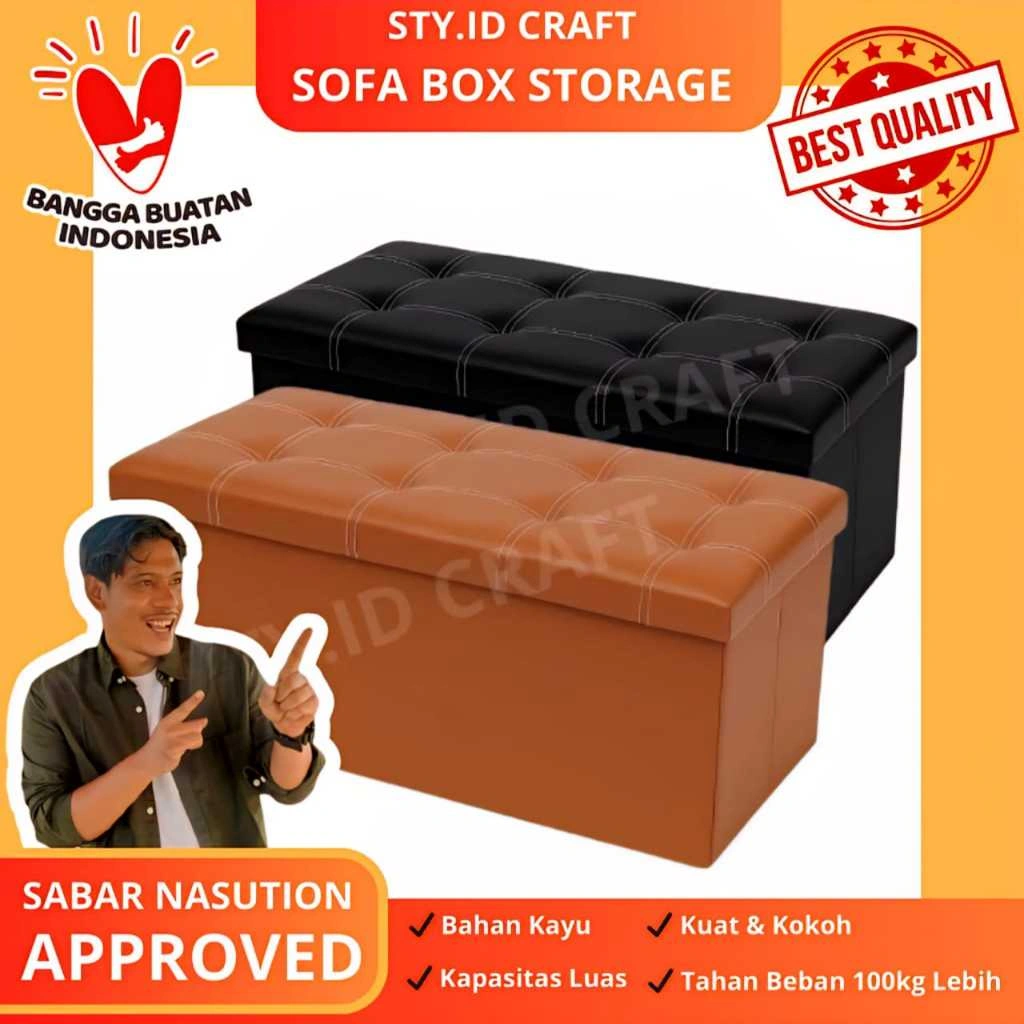 Sofa box storage multifungsi lipat bahan kayu – Bangku Duduk & Tempat Penyimpanan Baju, Mainan, Barang Rumah