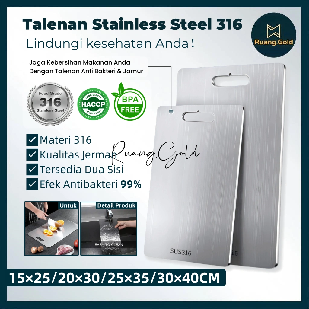 COD /Talenan Stainless Steel /316 Anti Karat & Anti Bakteri - Talenan Memotong Higienis /Tahan Lama