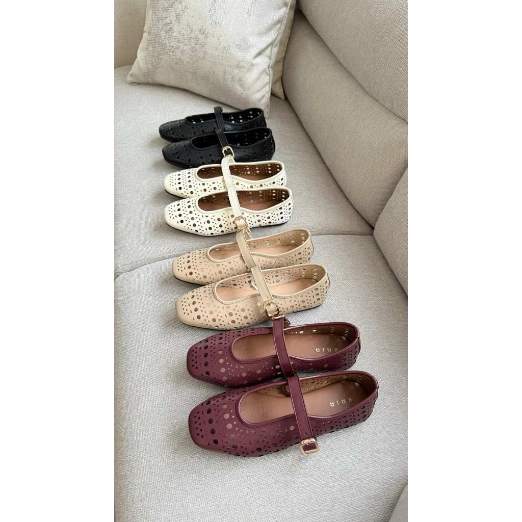 Callmekaia Adora Flatshoes - Sepatu Comfy Flatshoes Wanita Kekinian Motif Lubang Laser Cut Korean Style