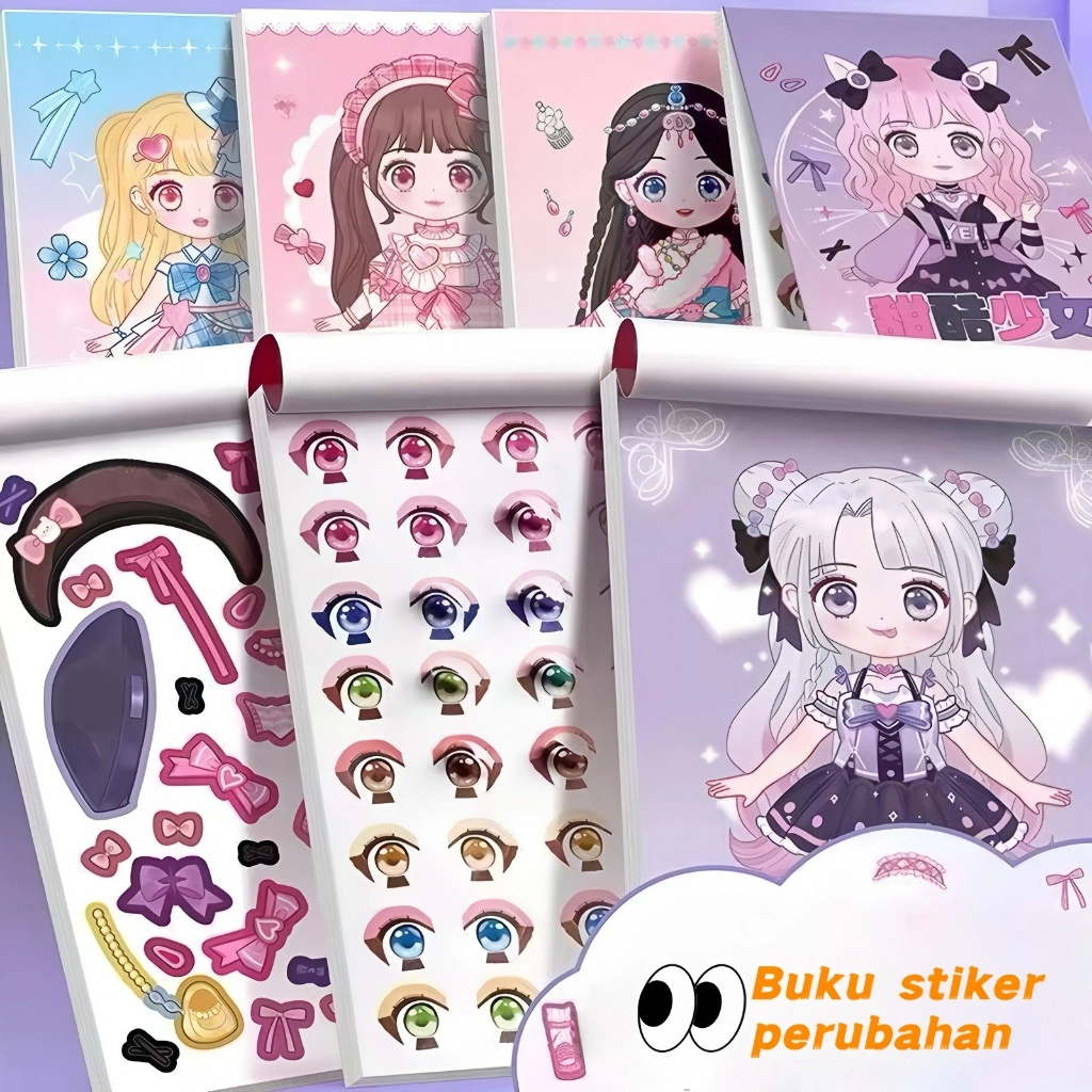Star Baby Stiker Berdandan Make-Up Princess Style Stiker Diy Stiker Lucu Kartun Berdandan Anak Perempuan
