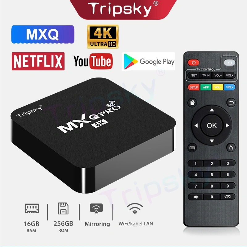 Tripsky MXQ Pro 4K Android Tv Box RAM 16G ROM 256G Android 13.0 OS New Chipset Full HD Smart Tv Box