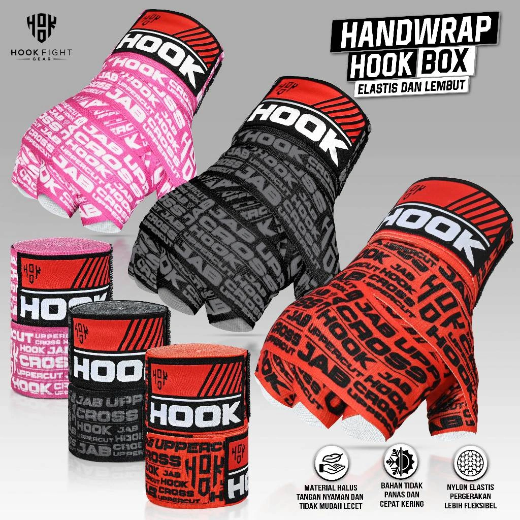 HAND WRAP MUAY THAI HOOK FIGHT GEAR, HANDWRAP BOXING HOOK, BOXING WRAP HOOK, MUAY THAI WRAP HOOK