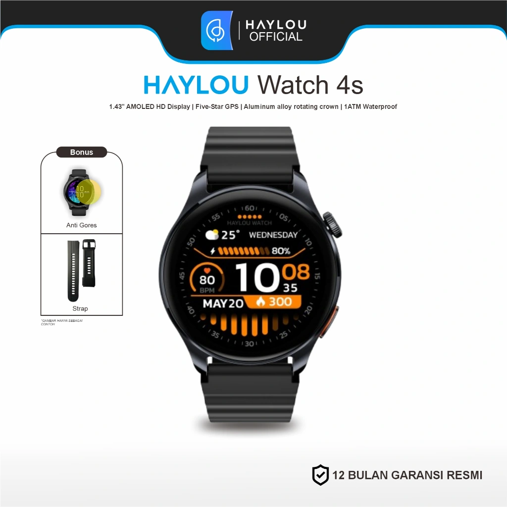 Haylou Watch 4S AMOLED 1.43" GPS Satelit BT Call – Smartwatch Keren Fitur Lengkap