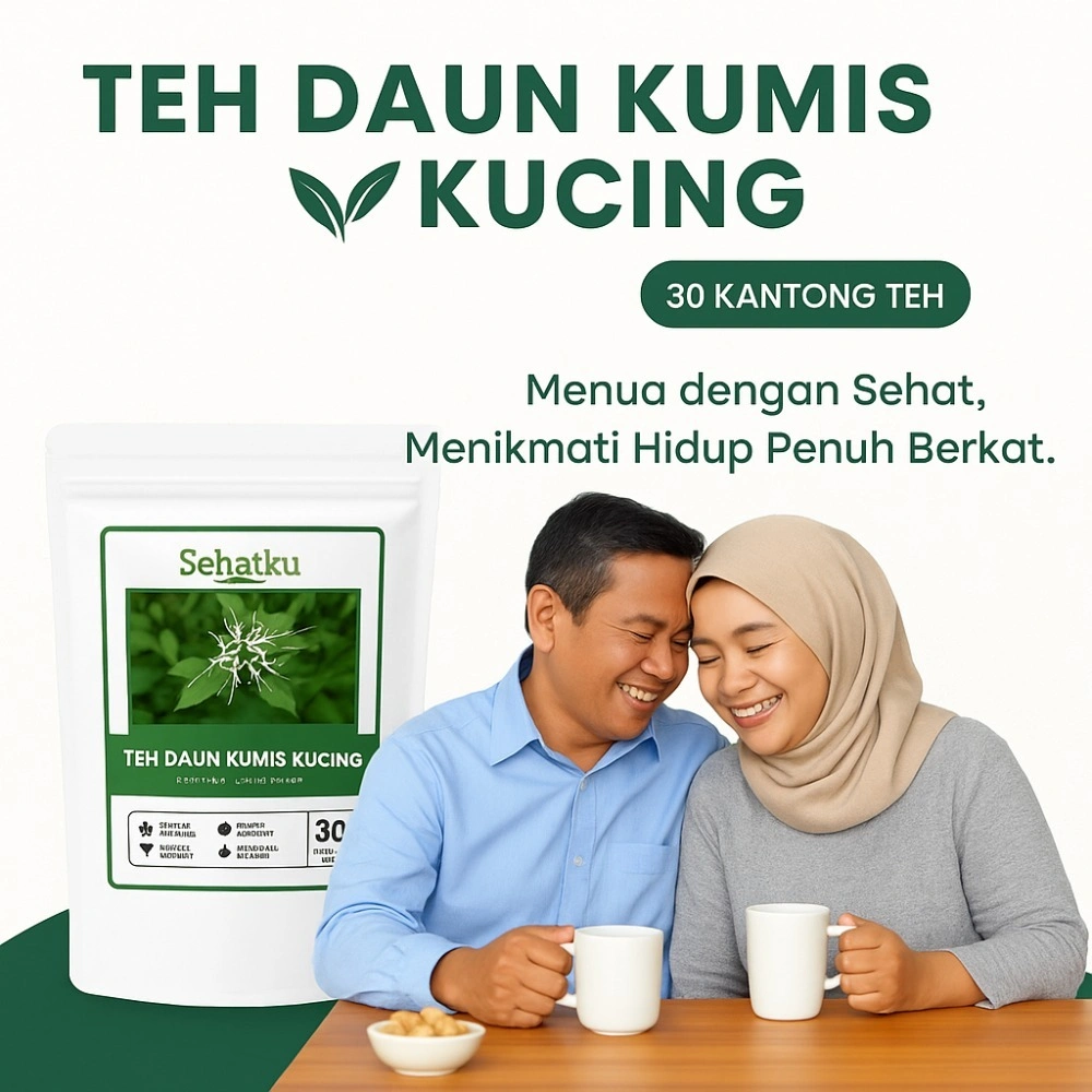 TEH DAUN KUMIS KUCING : Teh Batu Ginjal Isi 30 Tea bag 100% ORIGINAL