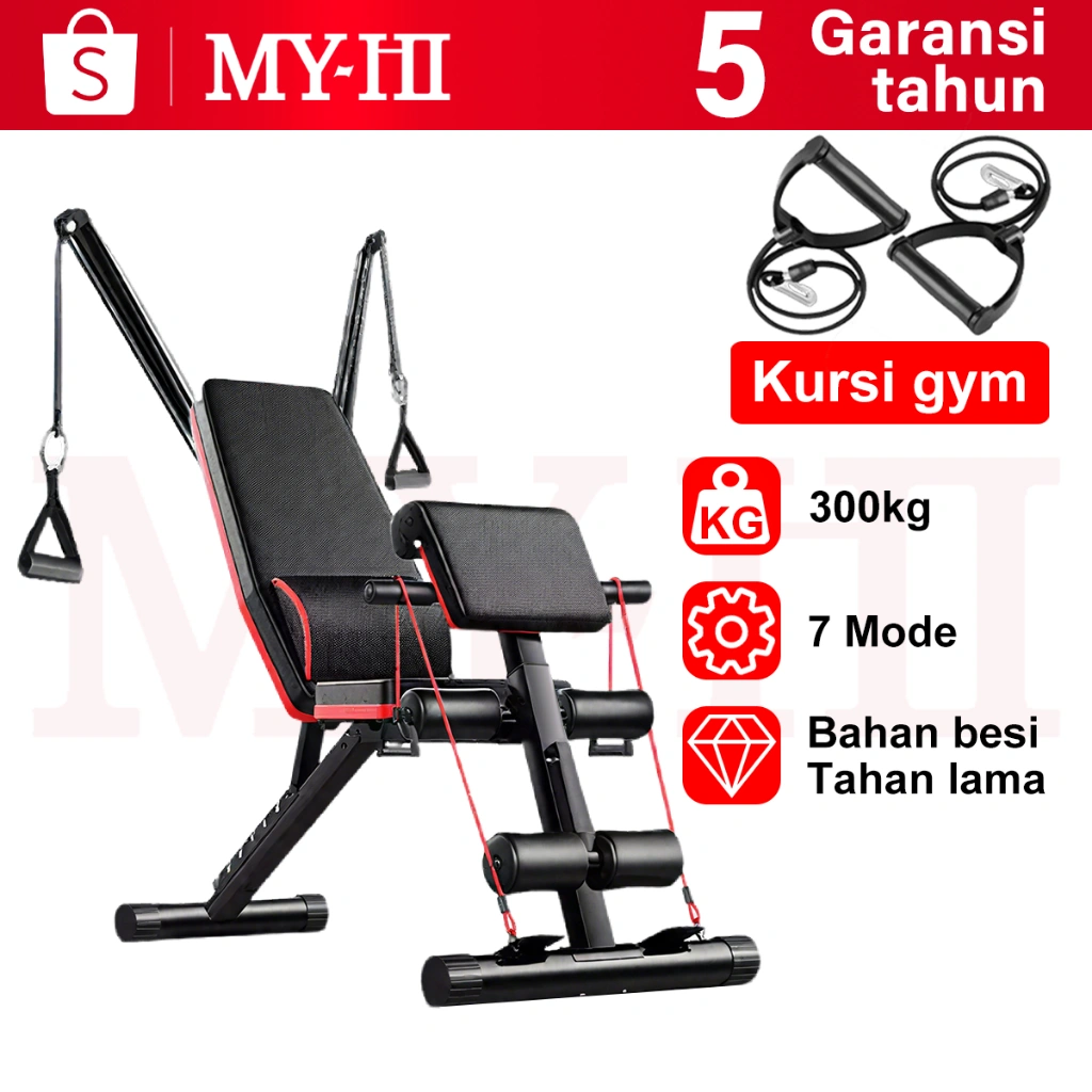 MY-HI  Kursi Gym Sit Up Bench  Adjustable Folding Fitness Bench Press Dumbbell Weight Bench