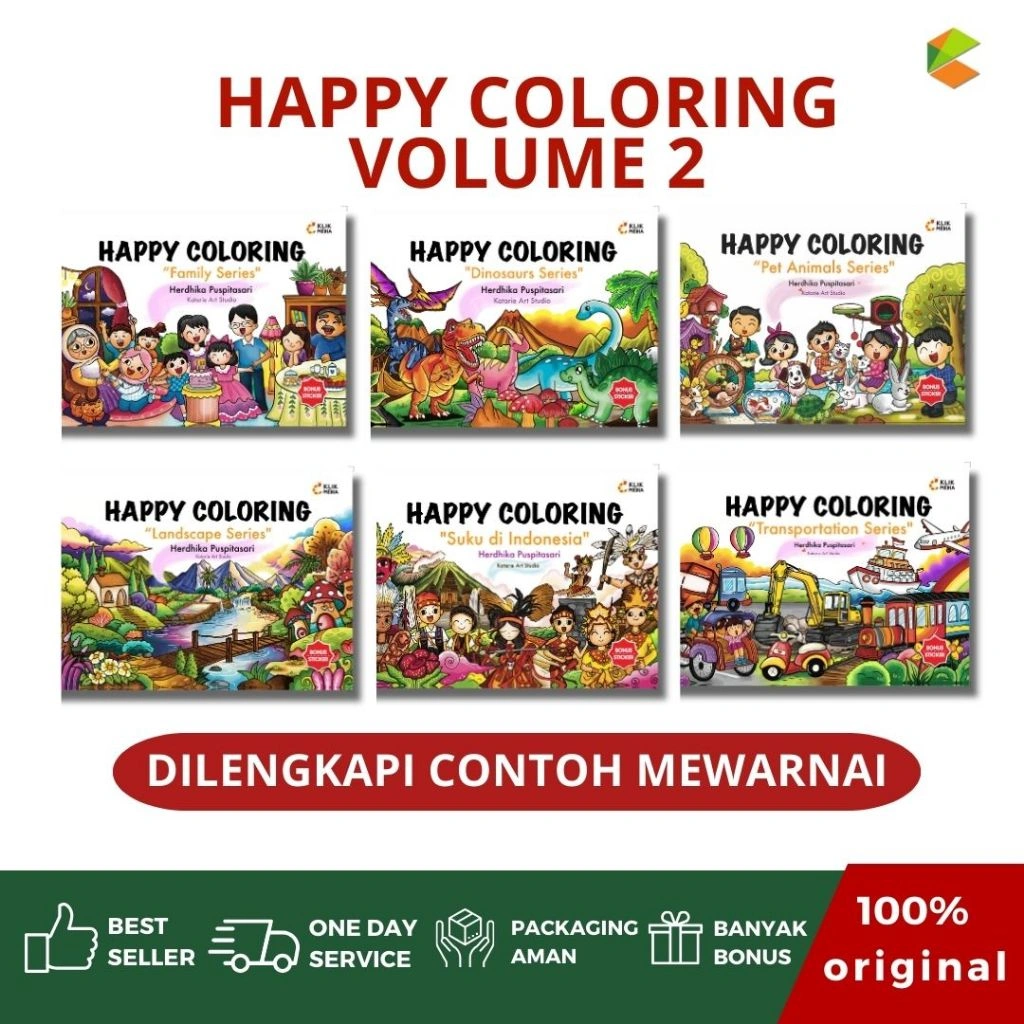 Buku Mewarnai Anak : Happy Coloring Series Volume 2 (C Klik Media) Soft cover