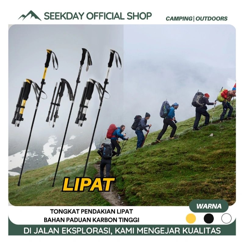 Seekday Dapat dilipat Tongkat Daki Gunung/ Tongkat Hiking Trekking Pole/ Trekking Pole Tongkat Treking Gunung