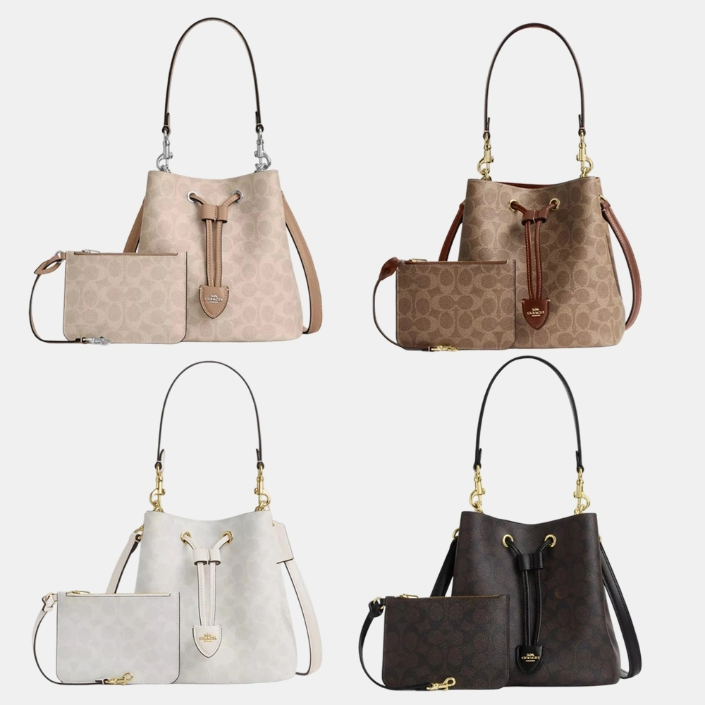 COACH Rowan Bucket Bag In Signature Canvas Handbag Including Small Wallet Tas Selempang Tas Kurir Termasuk Dompet Kecil
