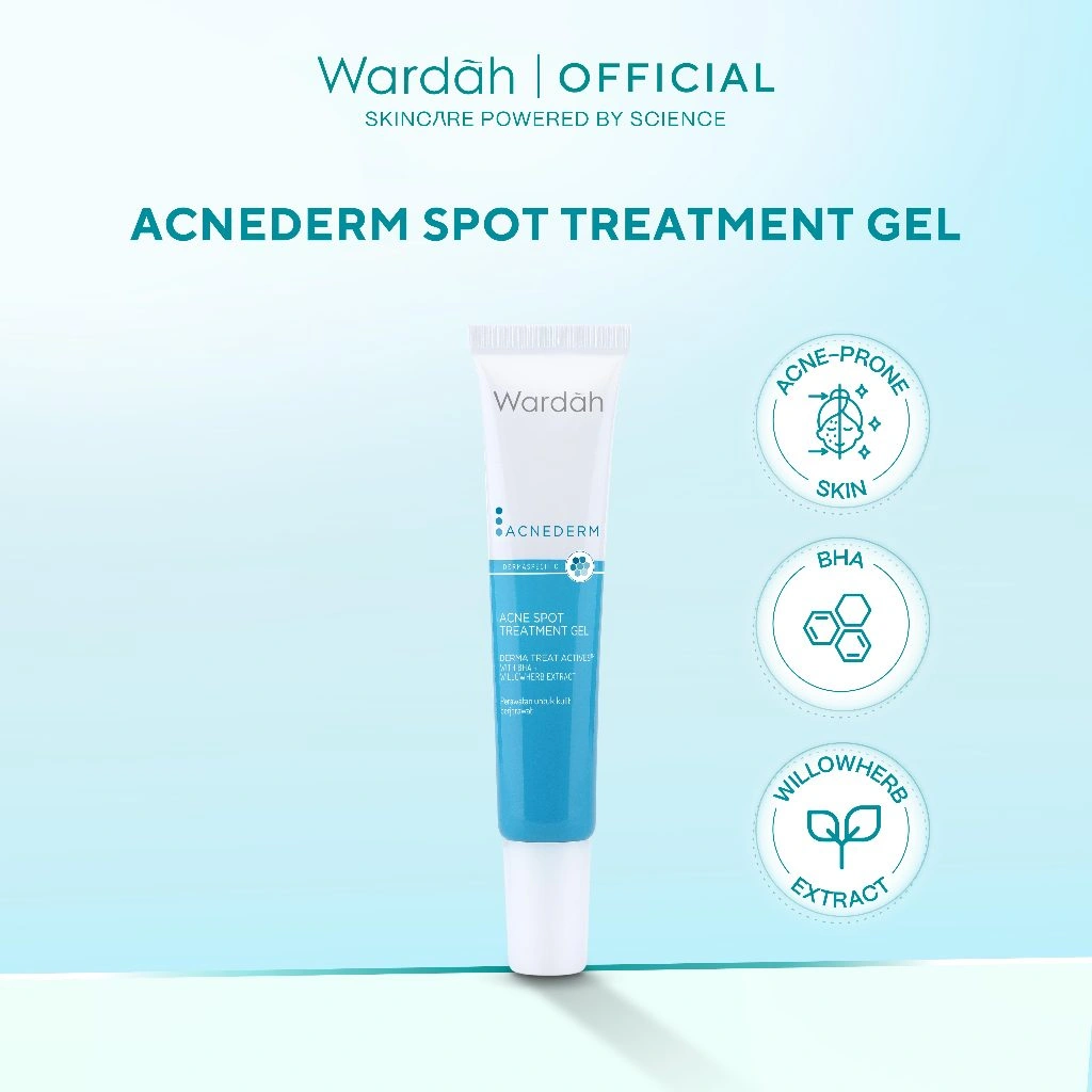 WARDAH Acnederm Acne Spot Treatment Gel 15 ml - Totol Jerawat dengan BHA dan Willowherb Extracts - Menyamarkan Noda Bekas Jerawat dan Mengurangi Kemerahan - Skincare