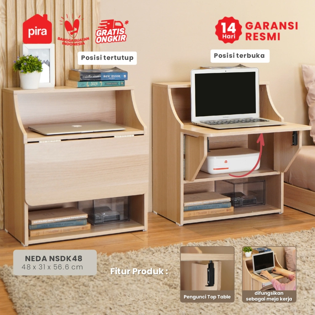 PIRA METROPOLIS - NEDA NSDK48 Meja Belajar / Meja Laptop / Meja Lesehan / Meja Samping / Meja Nakas