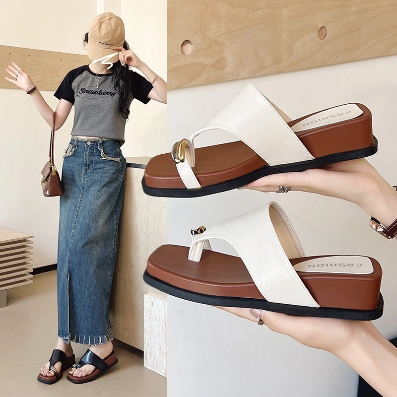 Sandal Jepit Selop Wanita Empuk Fashion Modis Model Elegant Kekinian Slip On Wedges Perempuan Korean Style Import Trendi Kulit Karet Pantai Pesta Kantor Kondangan Terbaru Flip Fops Flat Sendal - Ukuran 35 36 37 38 39 40