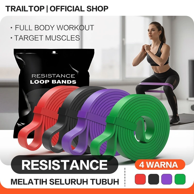 TrailTop Resistance Bands Alat Fitness Olahraga Gym Alat Yoga Fitness 4 Warna
