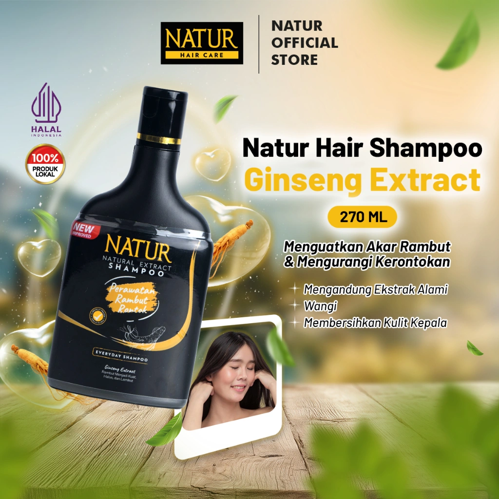 Natur Shampoo Extract Ginseng 270 ml  - Shampoo untuk Rambut Rontok / Anti Hair Fall