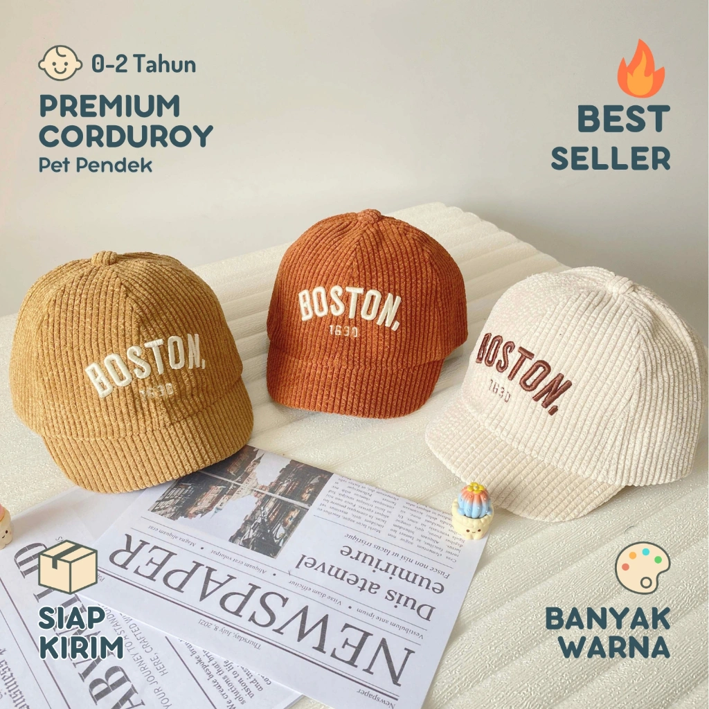 Babywill.Id Topi Bayi Laki-Laki Boston 6 Bulan - 2 Tahun | Topi Baseball Anak Ala Korea Premium