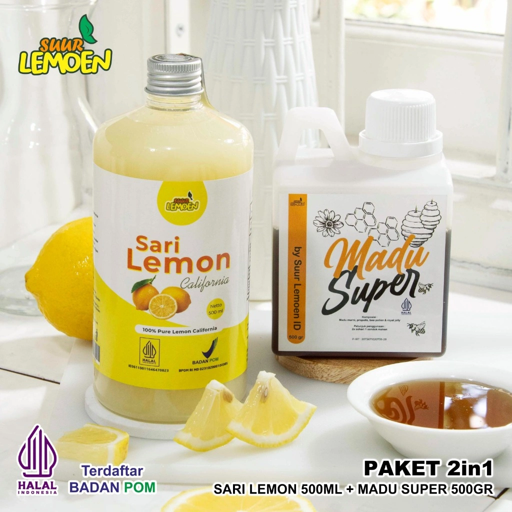Suur Lemoen Paket Hemat - Sari Lemon 500ml dan Madu Hutan 500gram
