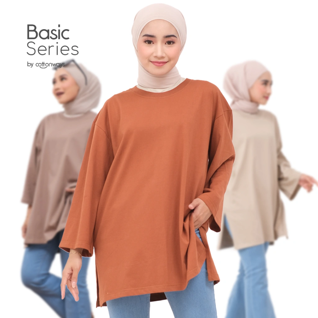COTTONWAYS | Kaos Polos Oversize Wanita Bahan Cotton Combed 24s - Basic