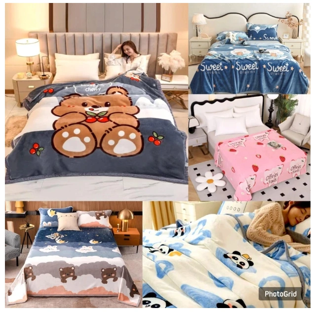 Selimut Bulu Halus dewasa & anak 120x170 cm Motif Aesthetic & karakter Blanket Termurah Terlaris Berkualitas