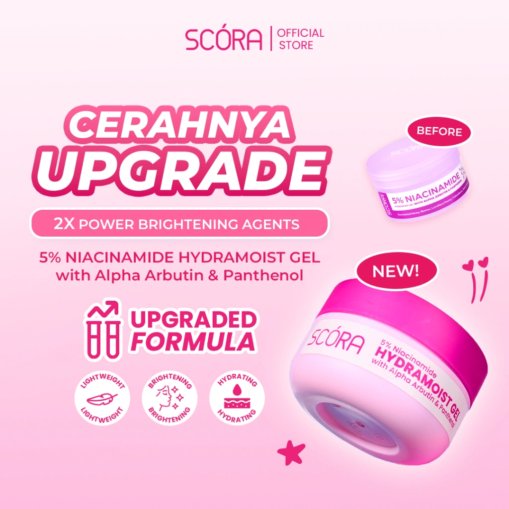 [NEW PACKAGING] SCORA 5% Niacinamide Hydramoist Gel with Alpha Arbutin & Panthenol 45ML Mencerahkan Melembapkan Kulit