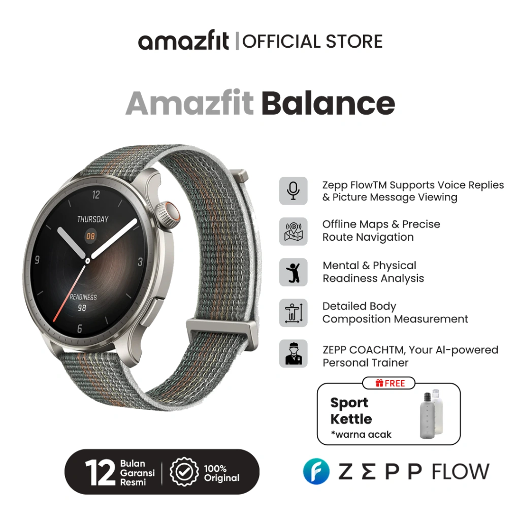 Amazfit Balance 46mm SmartWatch Bluetooth Phone Call AI Fitness Coach Sleep &Health Tracker With Body Composition Dual-Band GPS 24h Health Monitoring 14-Day Battery Smart Watch for Android and iOS