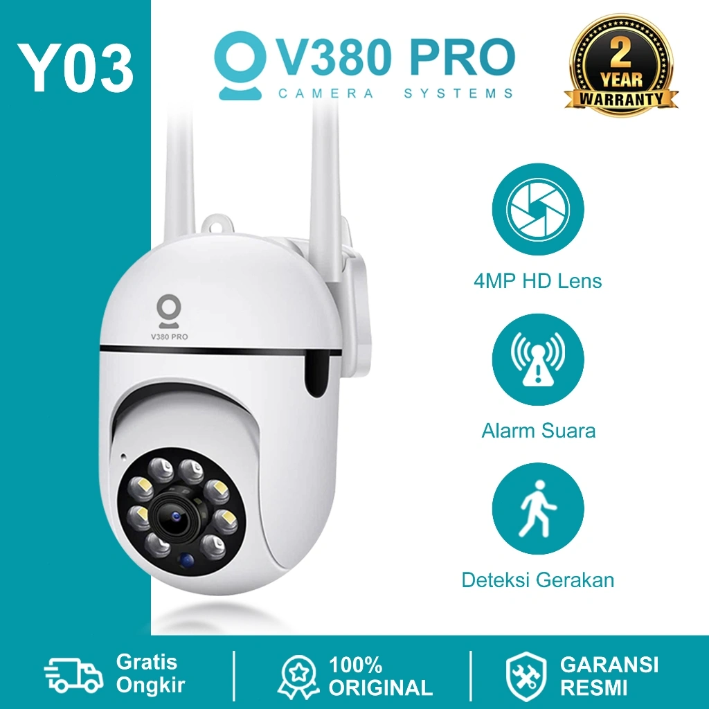 V380 Pro Y03 4MP CCTV Indoor wifi Security Kamera FHD Color Night Vision Tampilan penuh 360° pelacakan otomatis garansi 2 tahun