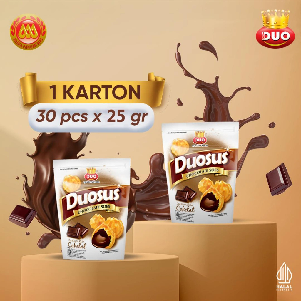 DUO Duosus Kue Sus Kering Isi krim (1 Karton x 30 Pcs) - Netto 25gr Snack Cemilan Anak Murah