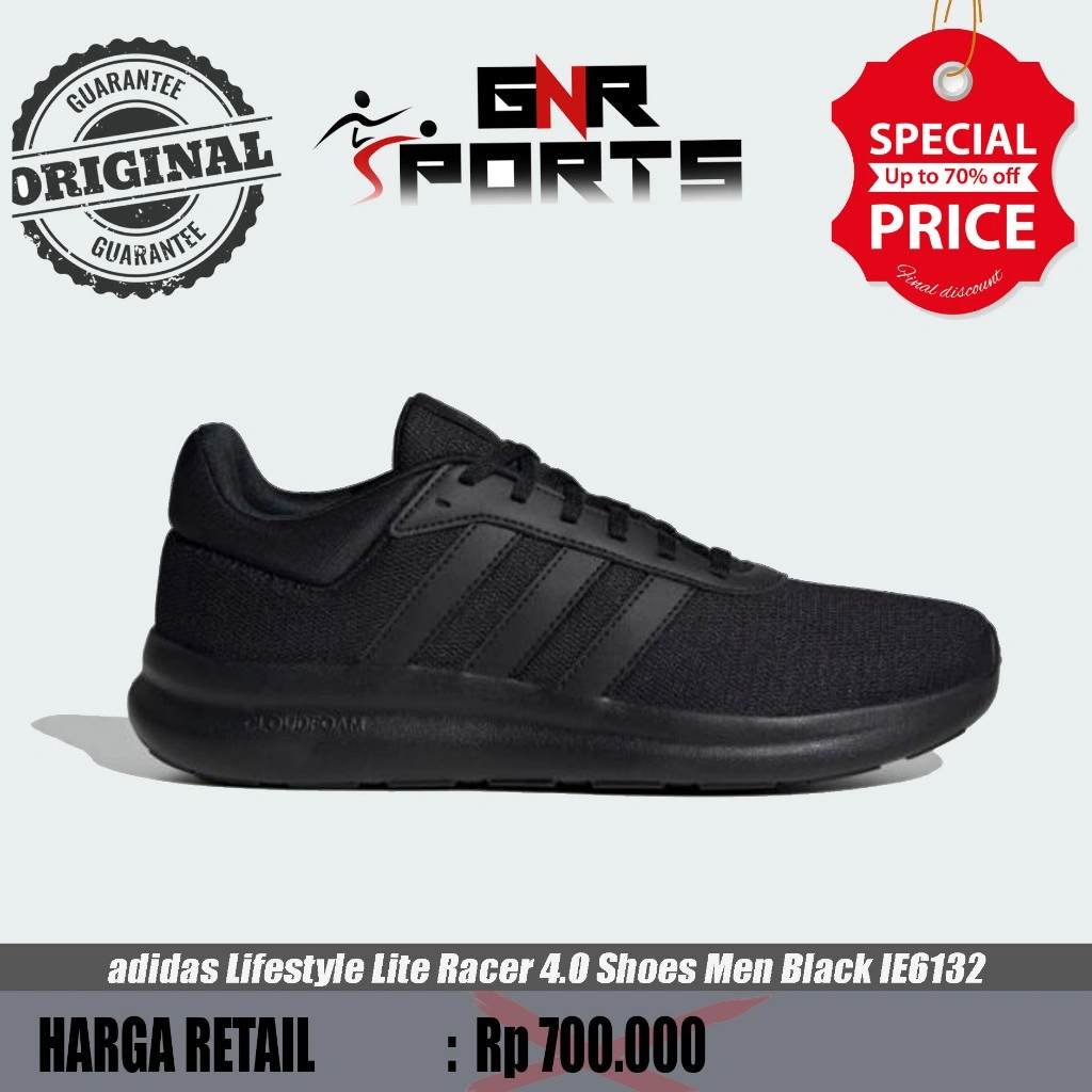 Sepatu adidas Lifestyle Lite Racer 4.0 Shoes Men Black IE6132 Original 100%