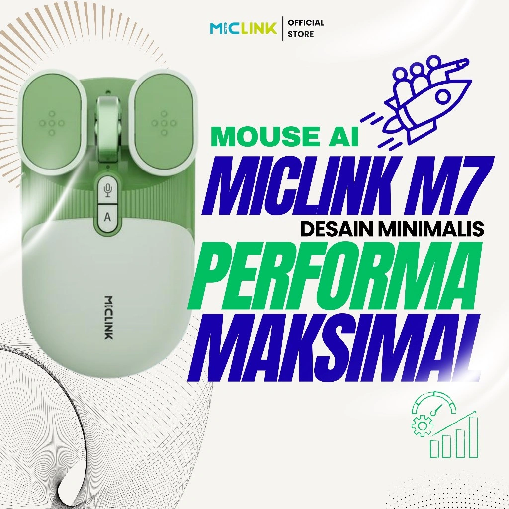 MICLINK M7 Mouse AI Ketik dan Terjemah Suara Wireless Bluetooth Rechargeable Garansi Resmi 1 Tahun