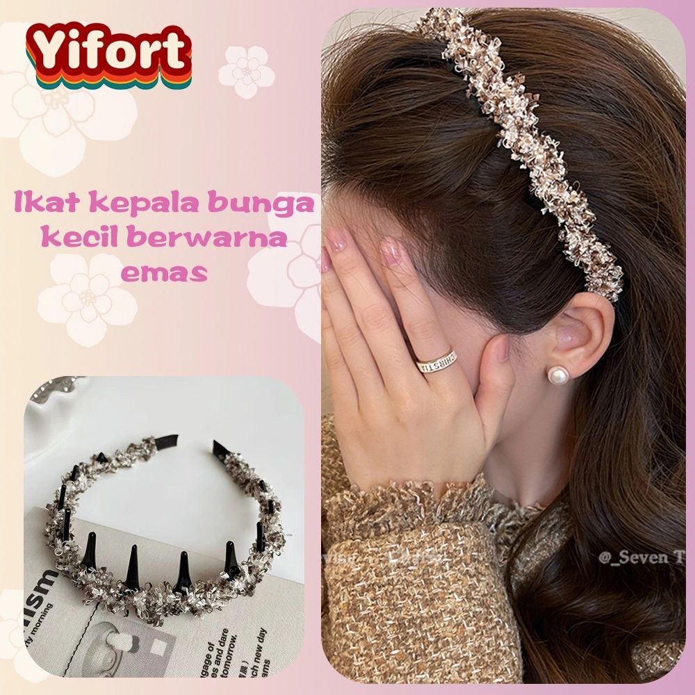 Yifort Bando Sisir Sirkam Wanita Korea Glamor Elastis || Bando Sirkam Tweed Wanita Korea Elegan Rapi