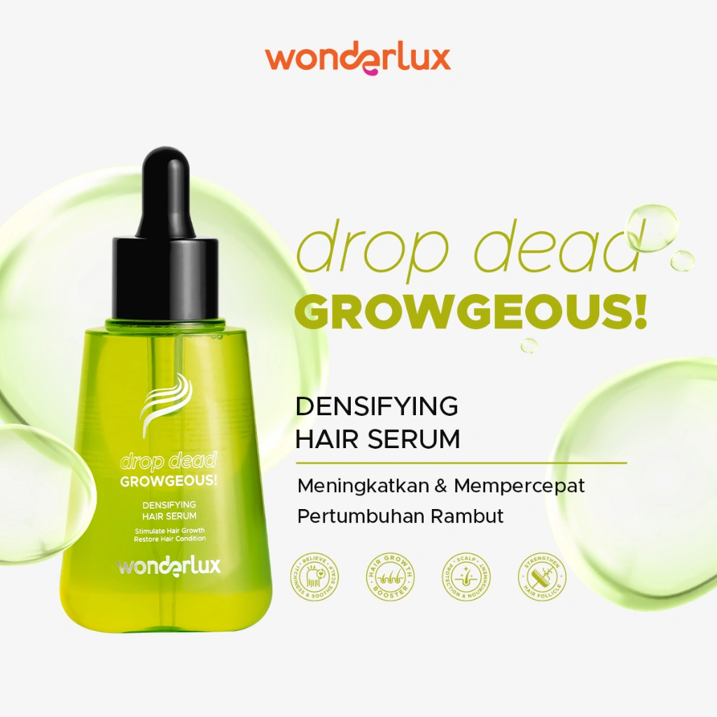 WONDERLUX Scalp Serum Drop Dead Growgeous! 75 mL Densifying Hair Serum Growth Penumbuh Rambut Lebat Cepat Biotin Memperkuat Akar Rambut Anti Patah Kering Rambut Sehat