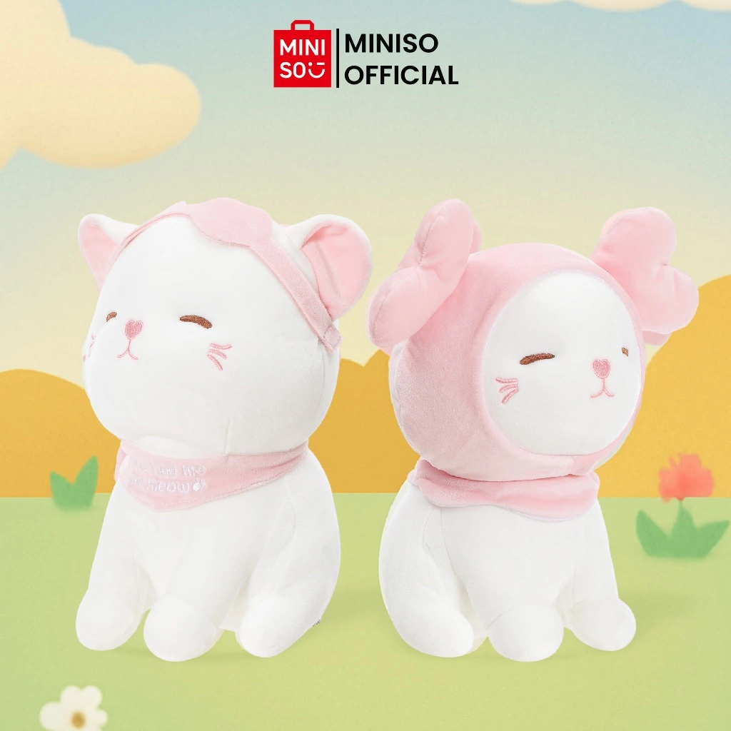 MINISO TOYS - Boneka Kucing Lucu Boneka Lembut Mainan Mewah Kucing dengan Penutup Mata Kado Anak Plush Toy