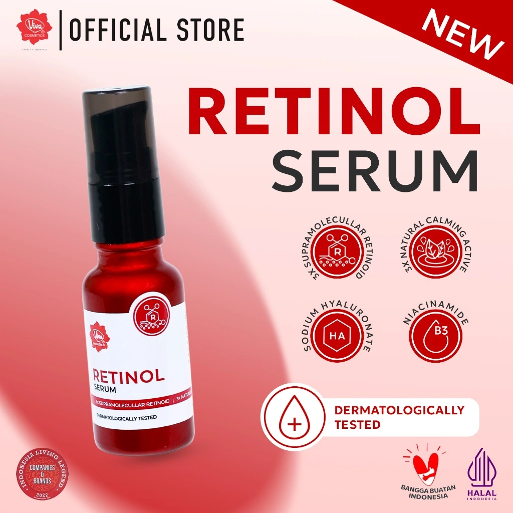 [NEW] Viva Retinol Serum with 3X Supramolecullar Retinoid, NIACINAMIDE, Sodium Hyaluronate, Ceramide Complex & 3x Natural Calming Active (20ml)