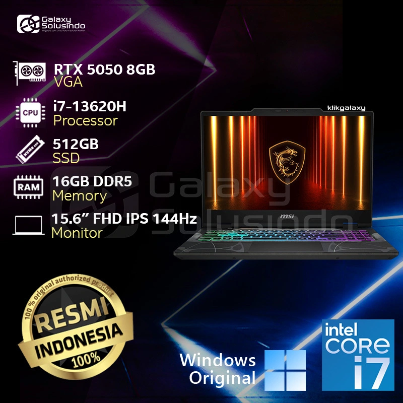 MSI CYBORG 15 B13WEKG-481ID - GeForce RTX 5050 Intel Core i7-13620H 512GB SSD 16GB RAM Notebook Laptop Gaming - HG