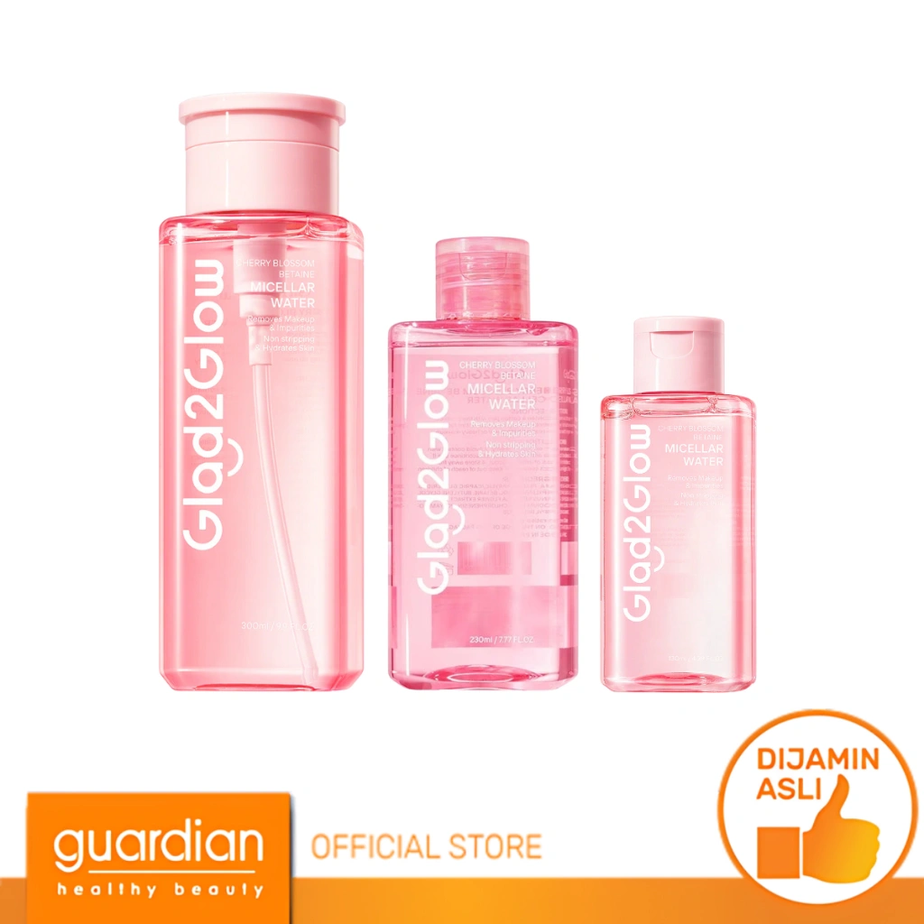 Glad2Glow Cherry Blossom Betaine Micellar Water - Pembersih Wajah Make Up Remover Penghapus Make Up