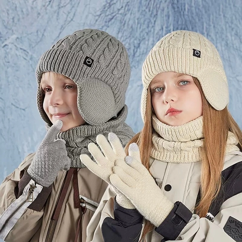 BUZZ Beanie winter kids set 3in1 kupluk syal sarung tangan rajut musim dingin scarf gloves touch screen import naik gunung lengkap hangat