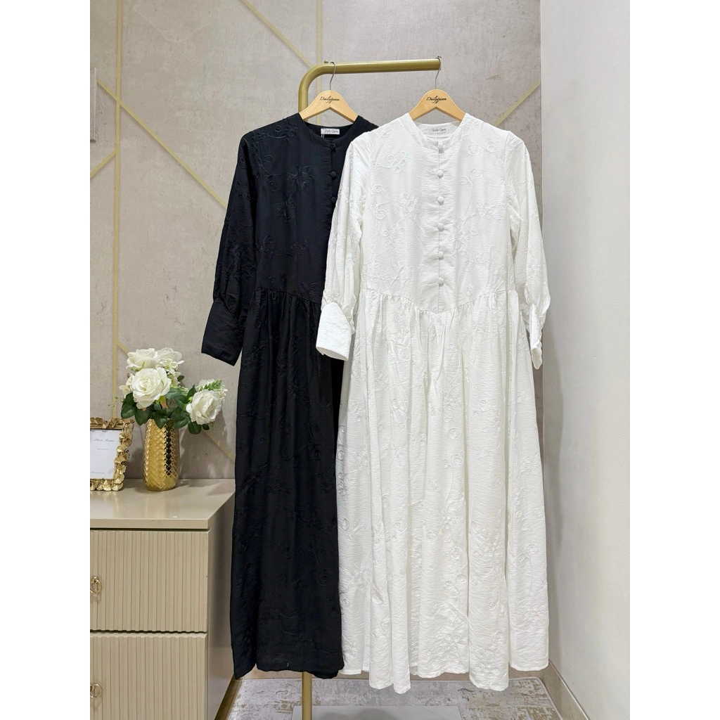 Embroidery Dress  || Dress Couple Ibu dan Anak Hari Raya Putih Full furing