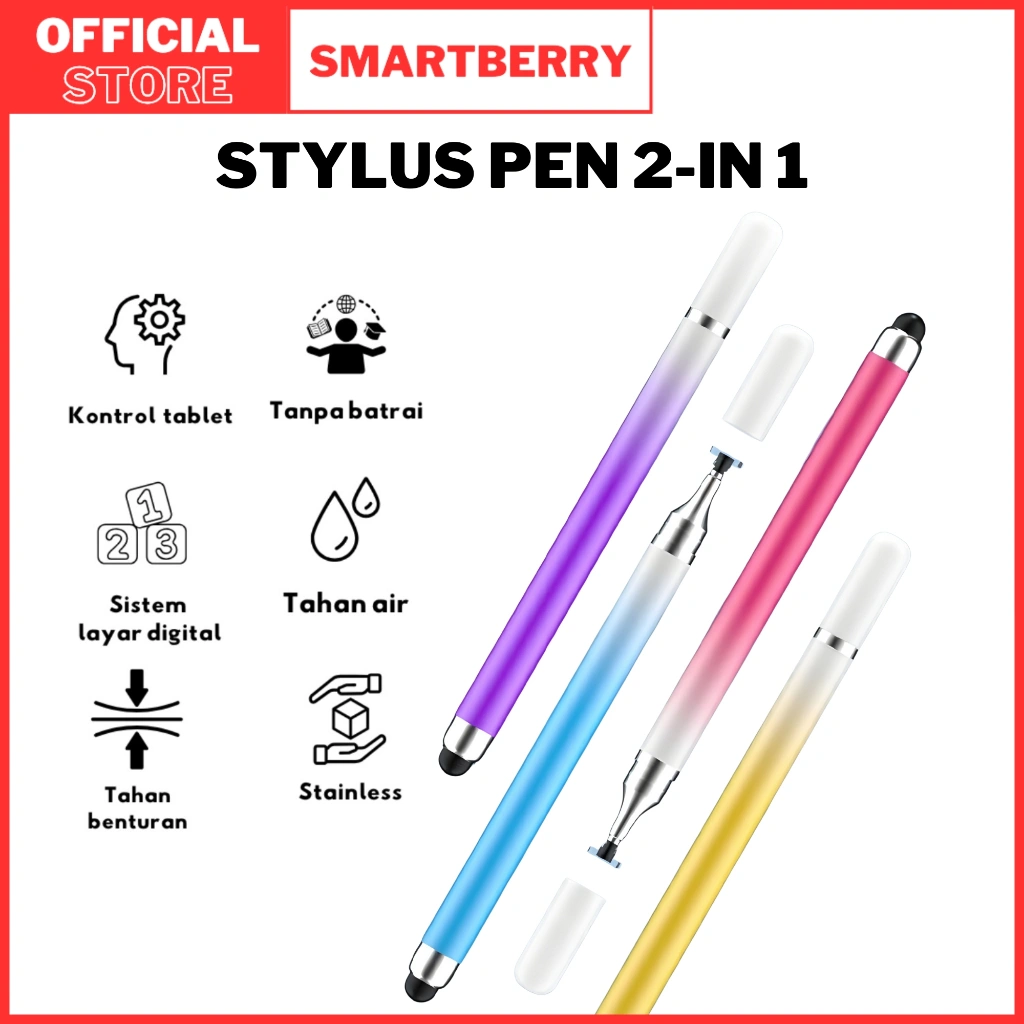 PROMO SMARTBERRY Stylus Pen Layar Sentuh Universal – Alat Tulis & Gambar untuk Tablet/Smartphone COD MURAH