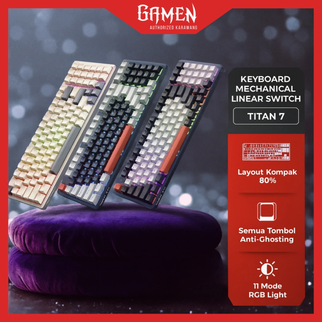GAMEN Keyboard Gaming Titan 7 Keyboard Mechanical Linear Switch 94 Keys RGB Light Keyboard Komputer Laptop RGB Gaming Type C Keyboard Tablet
