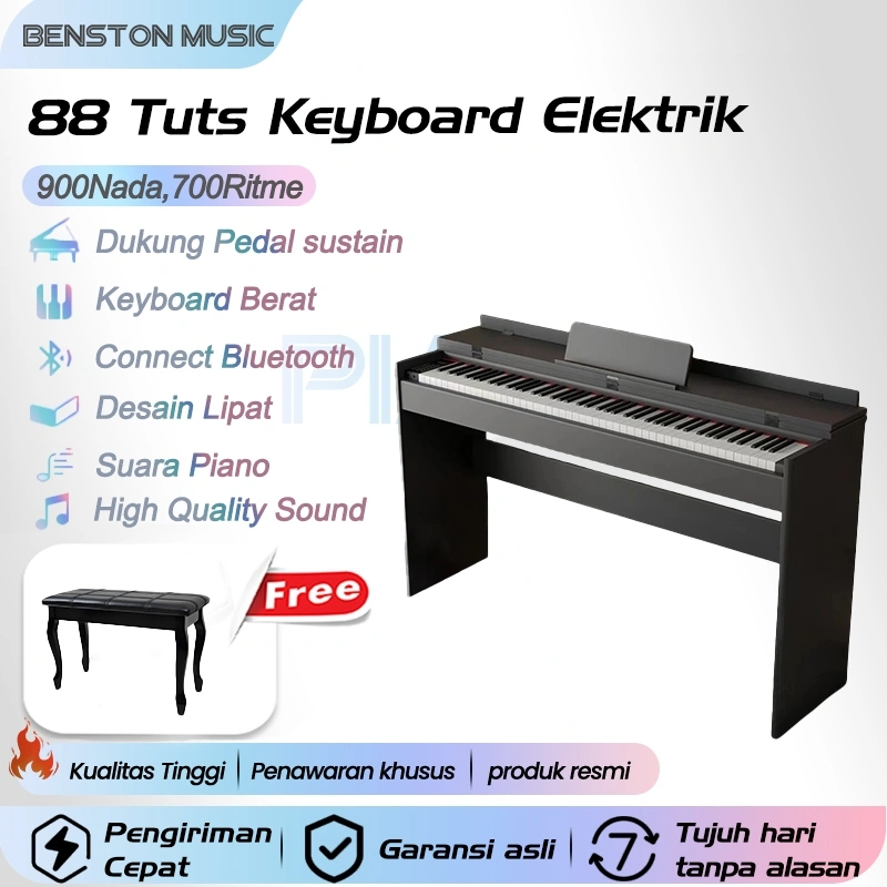 Benston Music - Smart Electric Flip Piano 88-Keys/ Dengan MIDI yang dapat dihubungkan ke ponsel