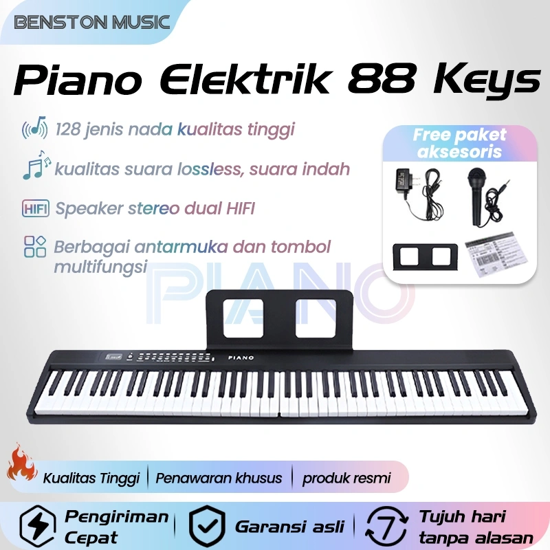 Benston Music Piano 88-Key Multifungsi Lipat, Piano digital lipat portabel 88 tuts ini cocok untuk penggunaan rumah tangga, pemula, maupun untuk ujian kenaikan tingkat profesional