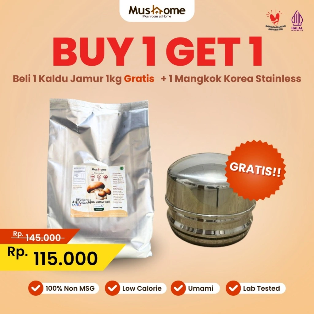 Kaldu Jamur Asli 1kg - Mushome - Rendah Kalori & Lebih Sehat