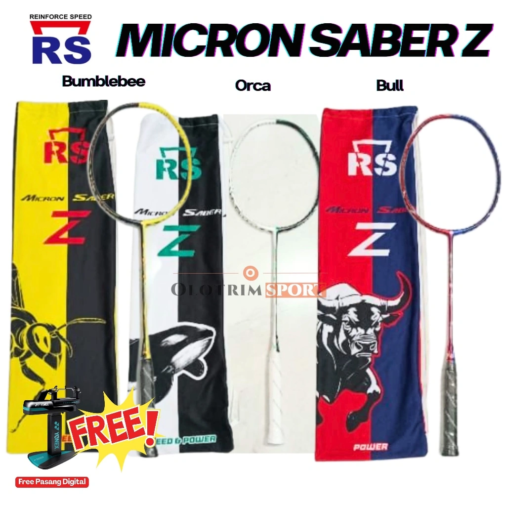 Raket Badminton RS MICRON SABER Z BULL BUMBLEBEE ORCA POWER SPEED Original